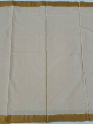 Handwoven Mangalgiri Cotton Saree | Off-White | Gold Zari | Handwoven | Ships from California